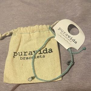 Pura Vida Teal Bracelet with pineapple Charm